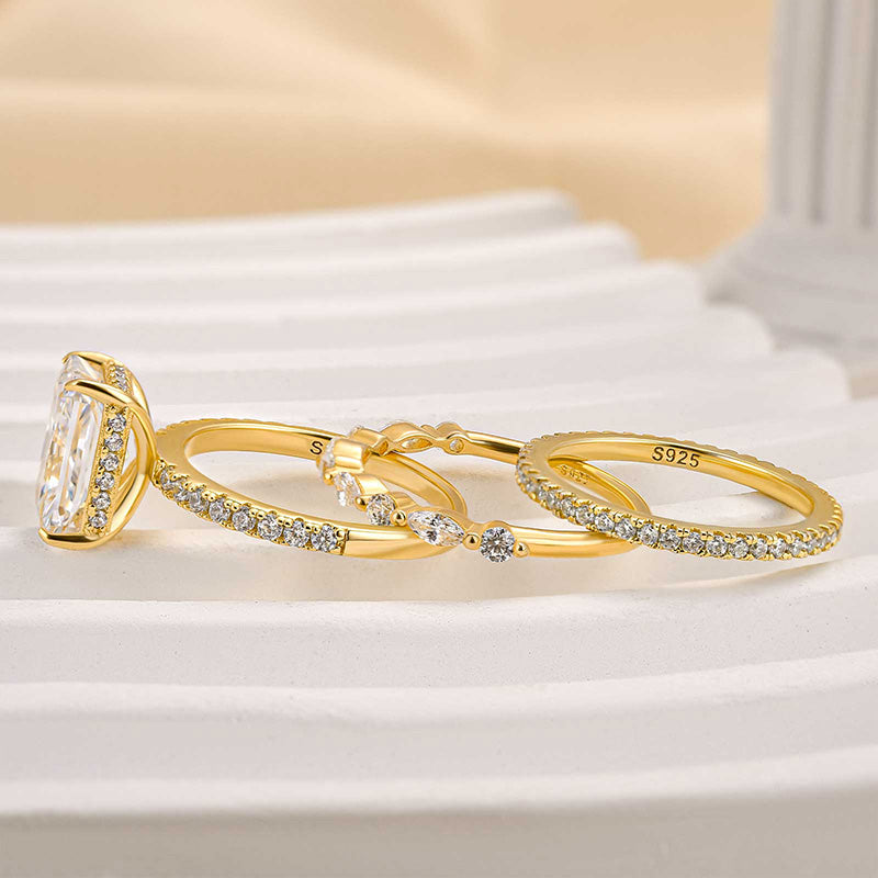 Jaily 3 Stück Ehering Satz | Gold 18k