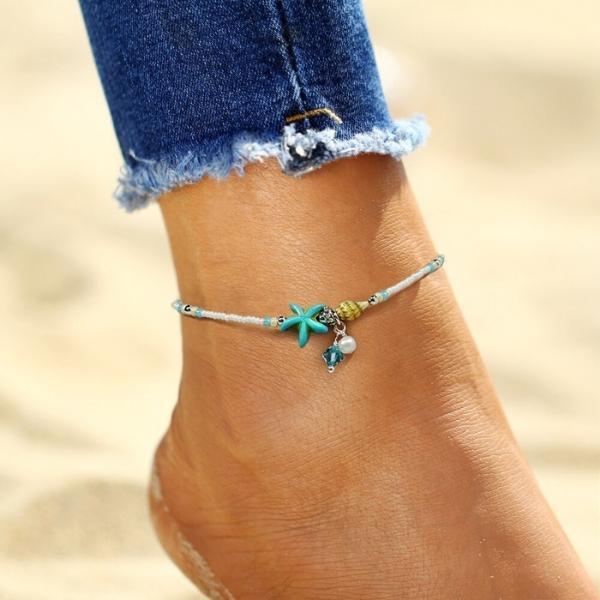 Ster en schelp enkelband met natuurstenen