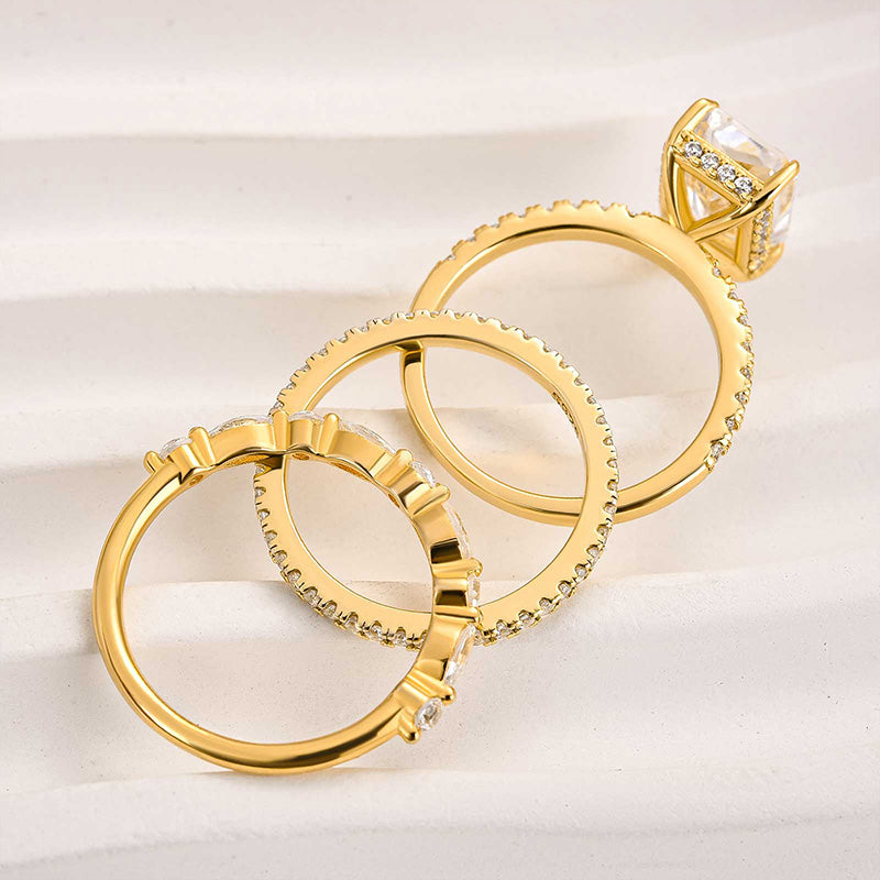Jaily 3 Stück Ehering Satz | Gold 18k