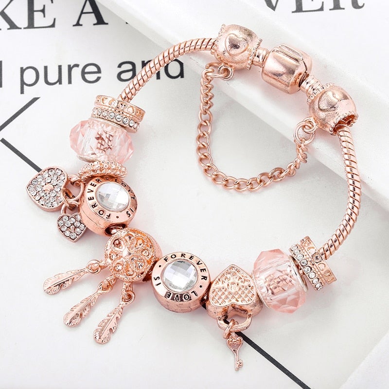 Rose Dreamcatcher Armband mit Charms in Sterling Silber enthalten