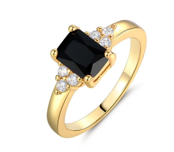 Schwarzer Spinell Baguette Ring | Gold 14k