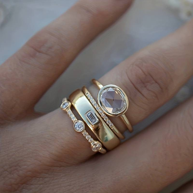 Vintage Gold & Zirkonia Ring-Set