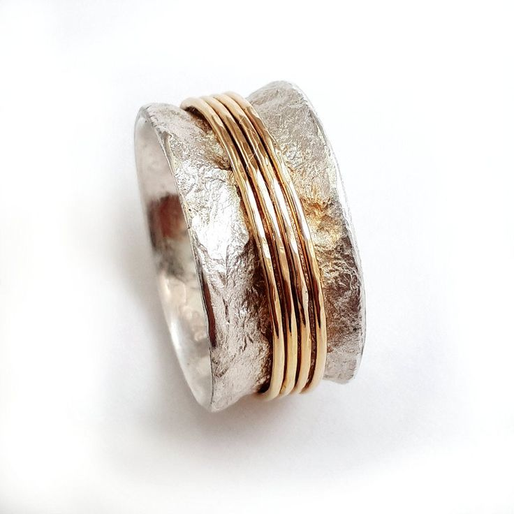 Goldener Faden Ring in Vintage Silber