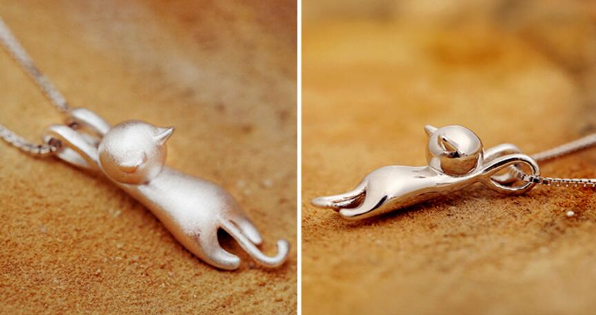925 Sterling Silber Verspielte Kitty Halskette
